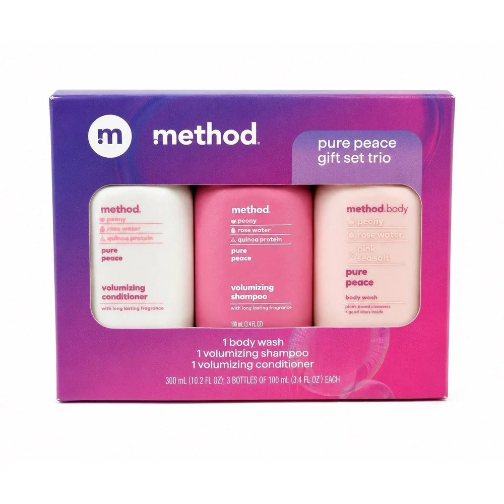 Lot of 2 Method Pure Peace Gift Set Trio Body Wash Shampoo Conditioner New